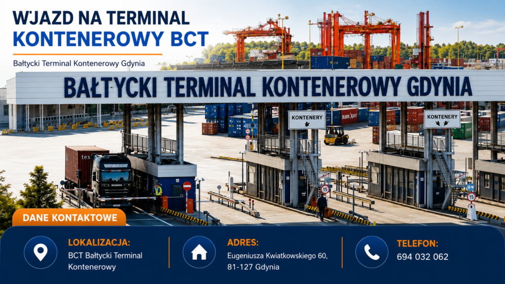 Nasza kantyna w bałtyckim terminalu kontenerowym Wjazd do bałtyckiego terminalu kontenerowego w gdyni na którego terenie znajduje się nasza kantyna